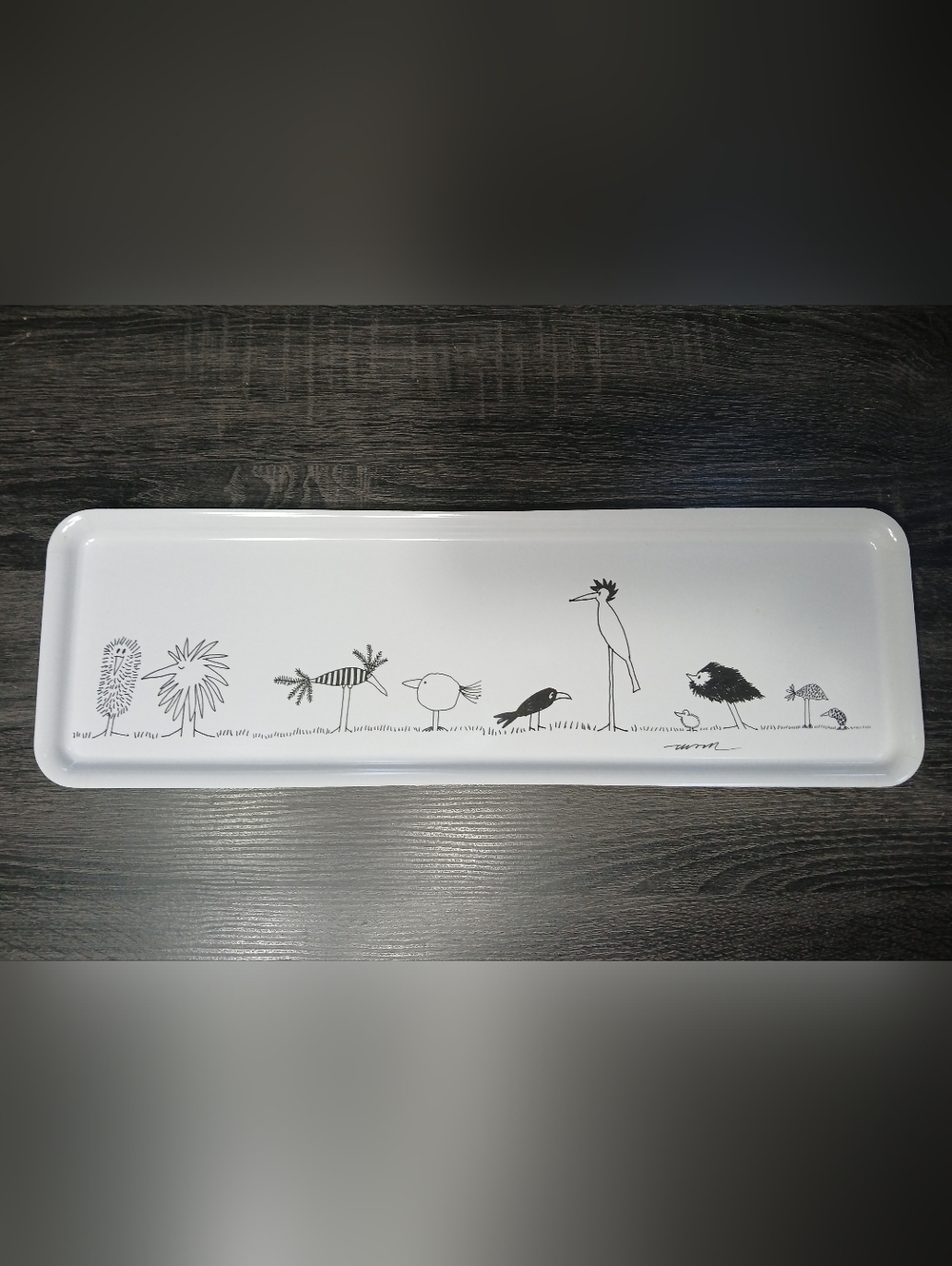 IKEA Long Melamine Black & White Bird Tray Onskedrom Olle Eksell 19.5"